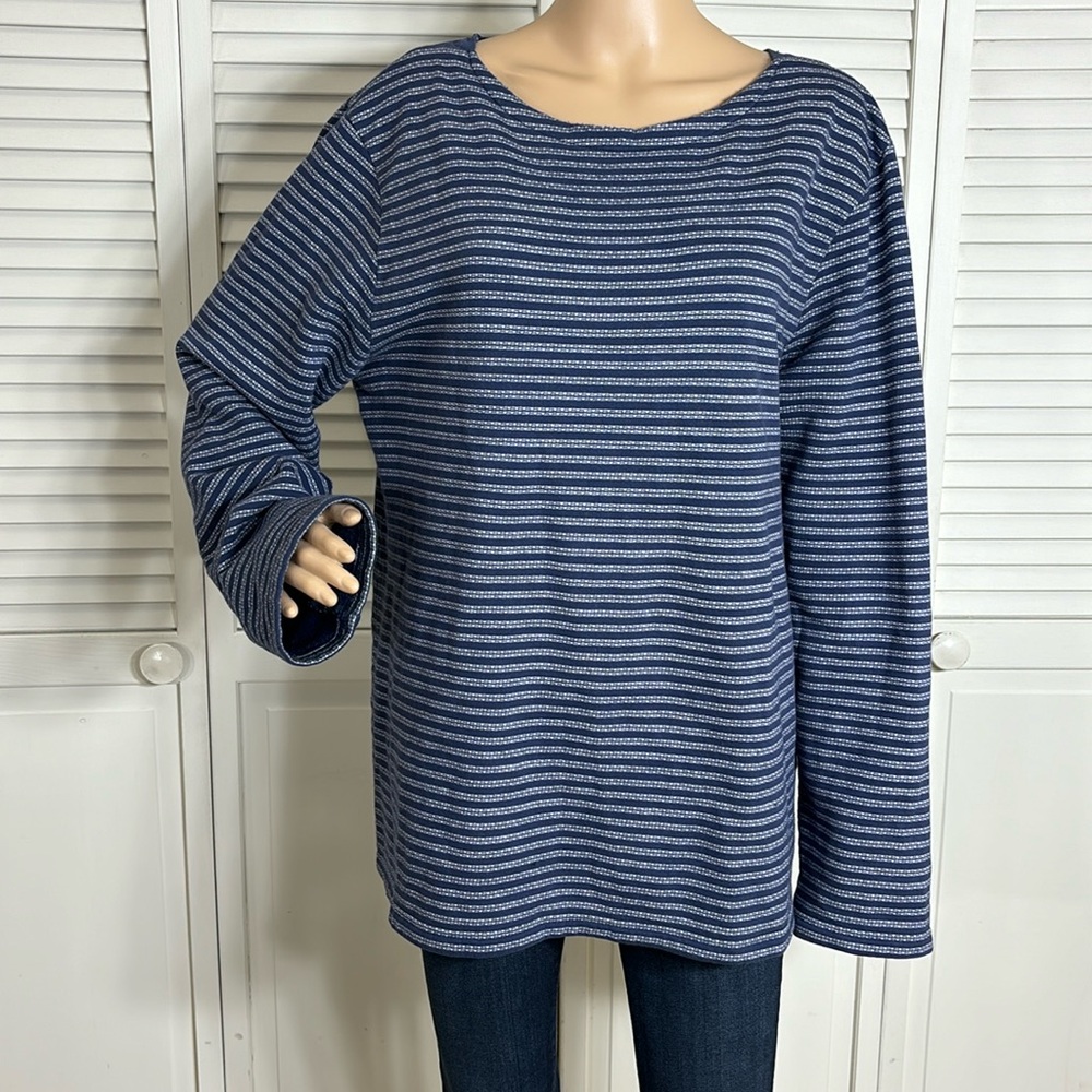 Ralph Lauren Double RL Fleeced Striped Boatneck Top XL